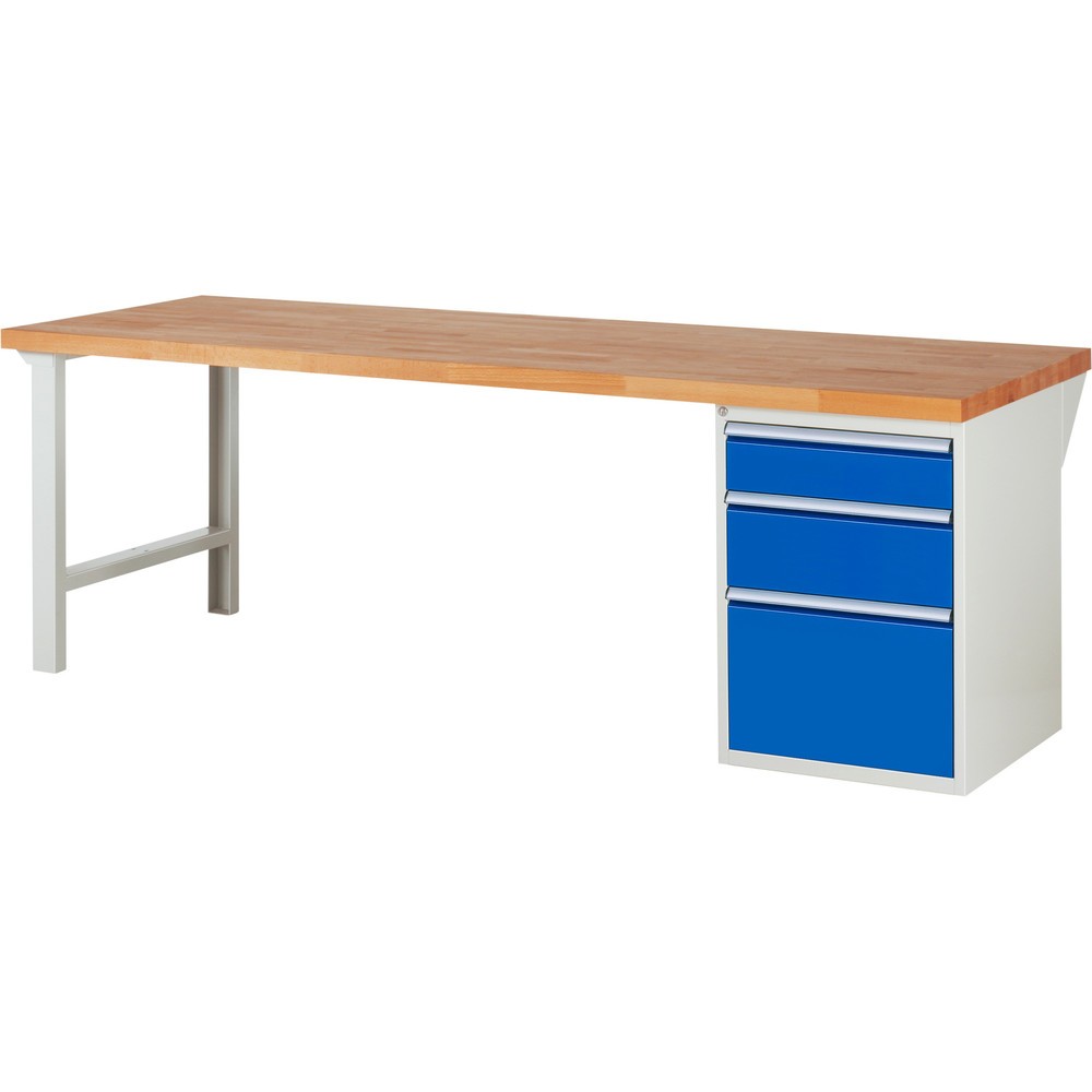 Productafbeelding nr. 1: Werkbank RAU serie 7000, 1 kast, hxbxd 840 x 2.500 x 900 mm, 3 x voor 90% uittrekbare lades 1 x 150, 1 x 210, 1 x 360 mm, draagvermogen lade 100 kg