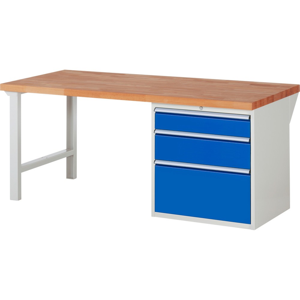 Productafbeelding nr. 1: Werkbank RAU serie 7000, 1 kast, hxbxd 840 x 2.000 x 900 mm, 3 x voor 90% uittrekbare lades 1 x 150, 1 x 210, 1 x 360 mm, draagvermogen lade 100 kg