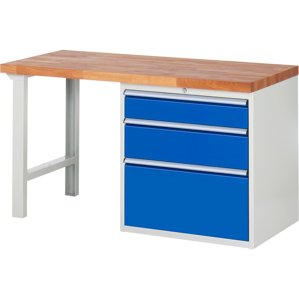 Productafbeelding nr. 1: Werkbank RAU serie 7000, 1 kast, hxbxd 840 x 1.500 x 700 mm, 3 x voor 90% uittrekbare lades 1 x 150, 1 x 210, 1 x 360 mm, draagvermogen lade 100 kg