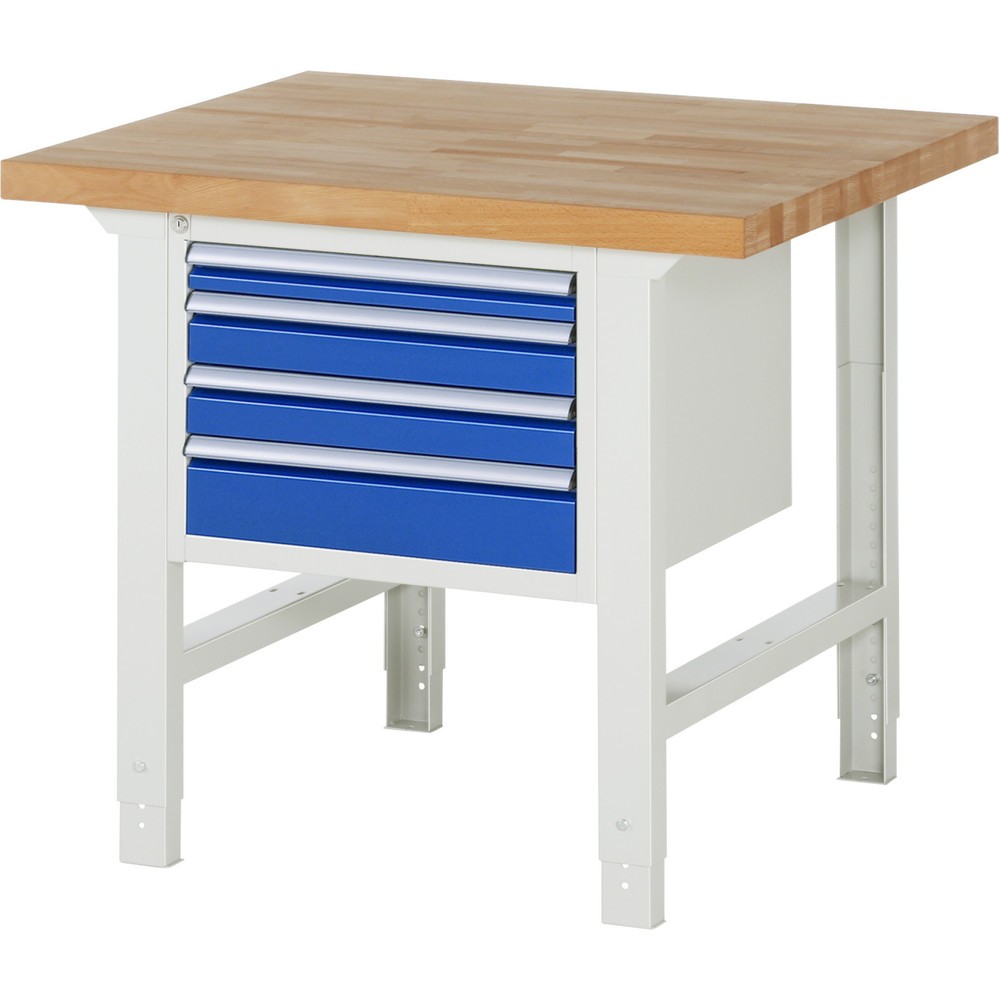 Product afbeelding: Werkbank RAU serie 7000, 1 kast, hxbxd 790-1.140 x 1.000 x 900 mm, 4 x voor 90% uittrekbare lades 1 x 60, 2 x 90, 1 x 120 mm