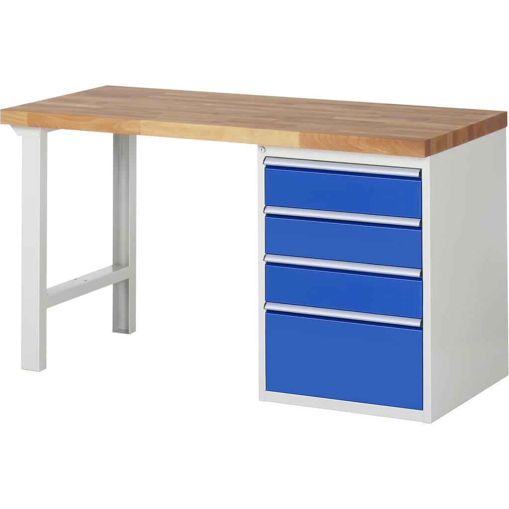 RAU werkbank serie 7000, h x b x d 890 x 1.500 x 700 mm, 1 onderbouwkast rechts, met 4 lades Product afbeelding: RAU werkbank serie 7000, h x b x d 890 x 1.500 x 700 mm, 1 onderbouwkast rechts, met 4 lades