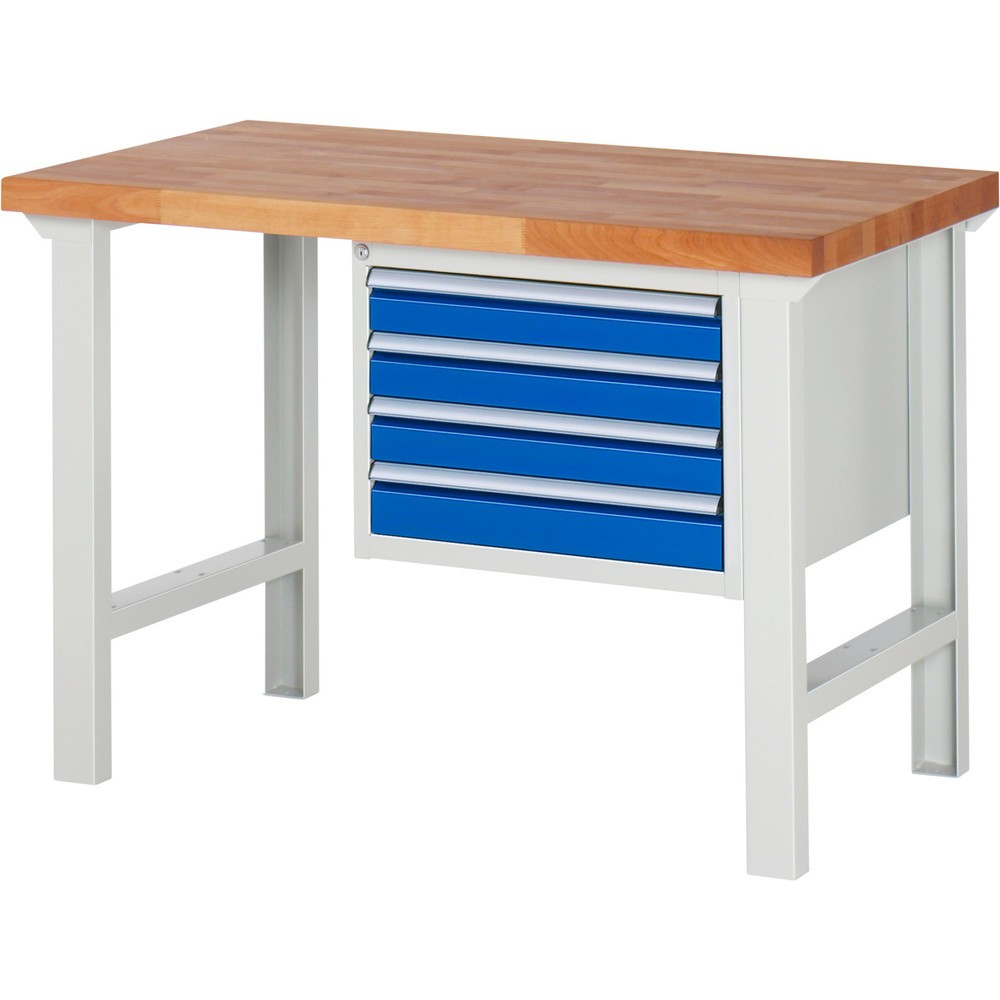 Productafbeelding nr. 1: Werkbank RAU serie 7000, 1 kast, hxbxd 840 x 1.250 x 700 mm, 4 x voor 90% uittrekbare lades 4 x 90 mm, draagvermogen lade 100 kg
