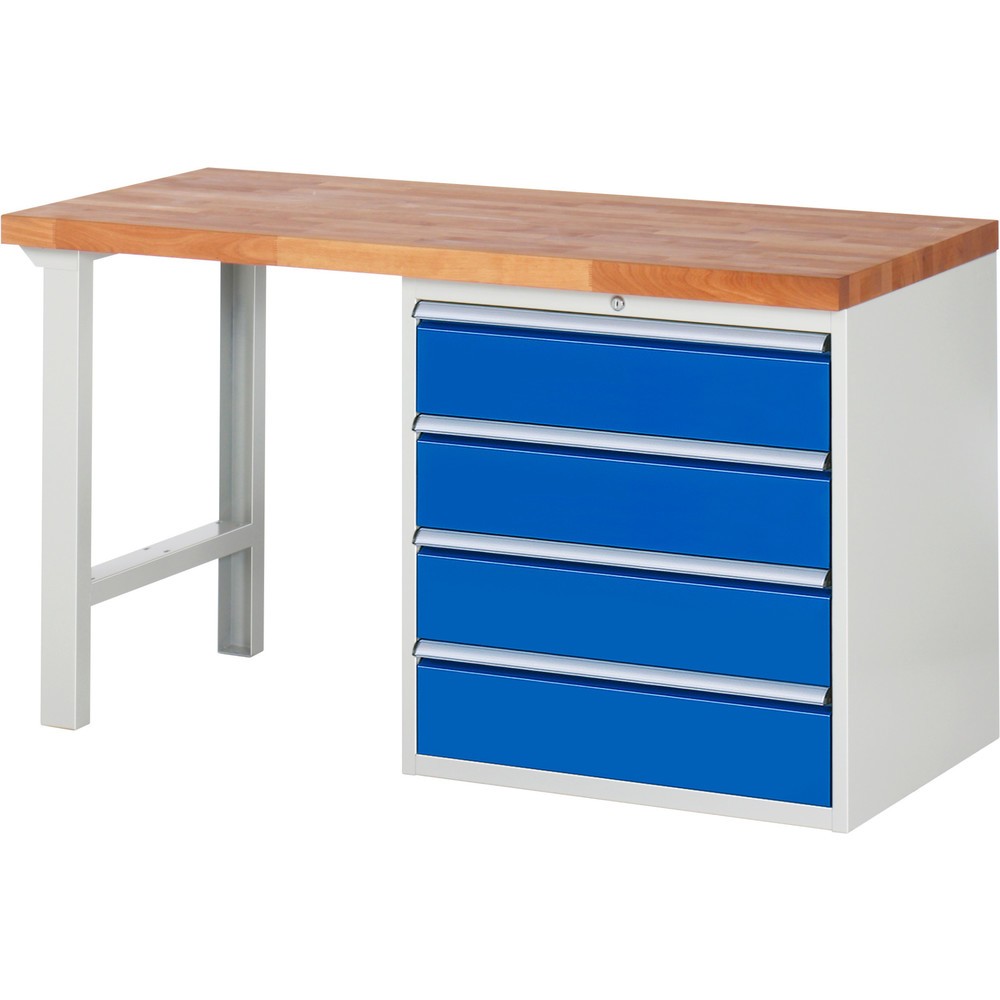 Productafbeelding nr. 1: Werkbank RAU serie 7000, 1 kast, hxbxd 840 x 1.500 x 700 mm, 4 x voor 100% uittrekbare lades 4 x 180 mm, draagvermogen lade 100 kg