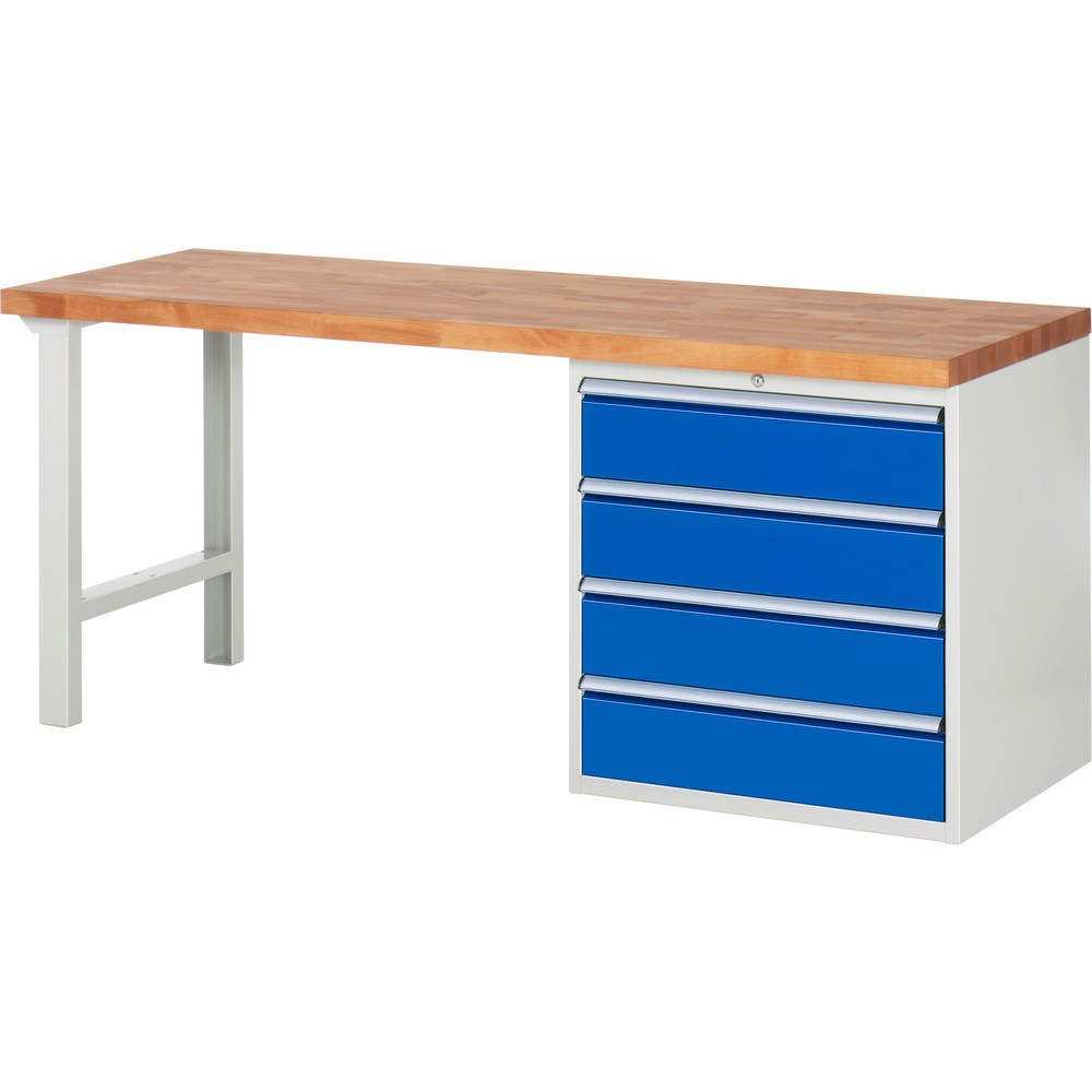 Productafbeelding nr. 1: Werkbank RAU serie 7000, 1 kast, hxbxd 890 x 2.000 x 700 mm, 4 x voor 90% uittrekbare lades 4 x 180 mm, draagvermogen lade 100 kg