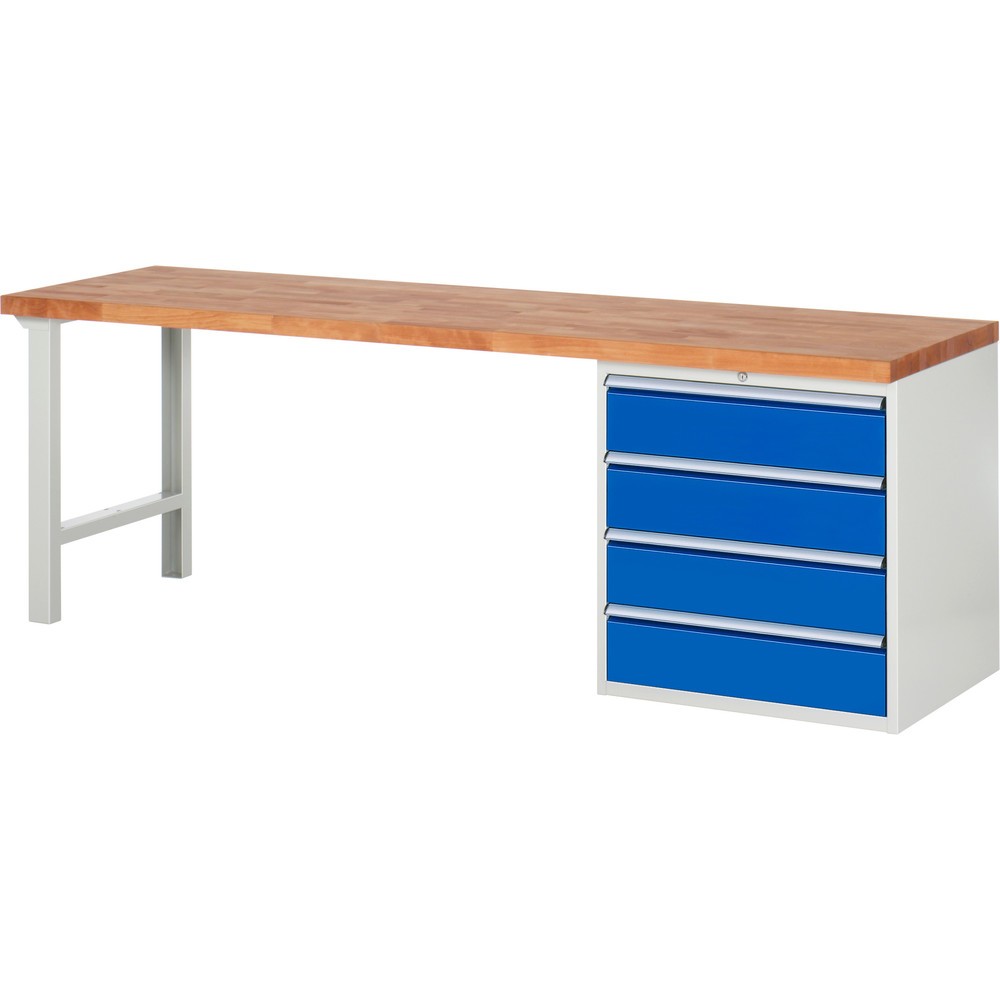 Productafbeelding nr. 1: Werkbank RAU serie 7000, 1 kast, hxbxd 890 x 2.500 x 700 mm, 4 x voor 100% uittrekbare lades 4 x 180 mm, draagvermogen lade 100 kg