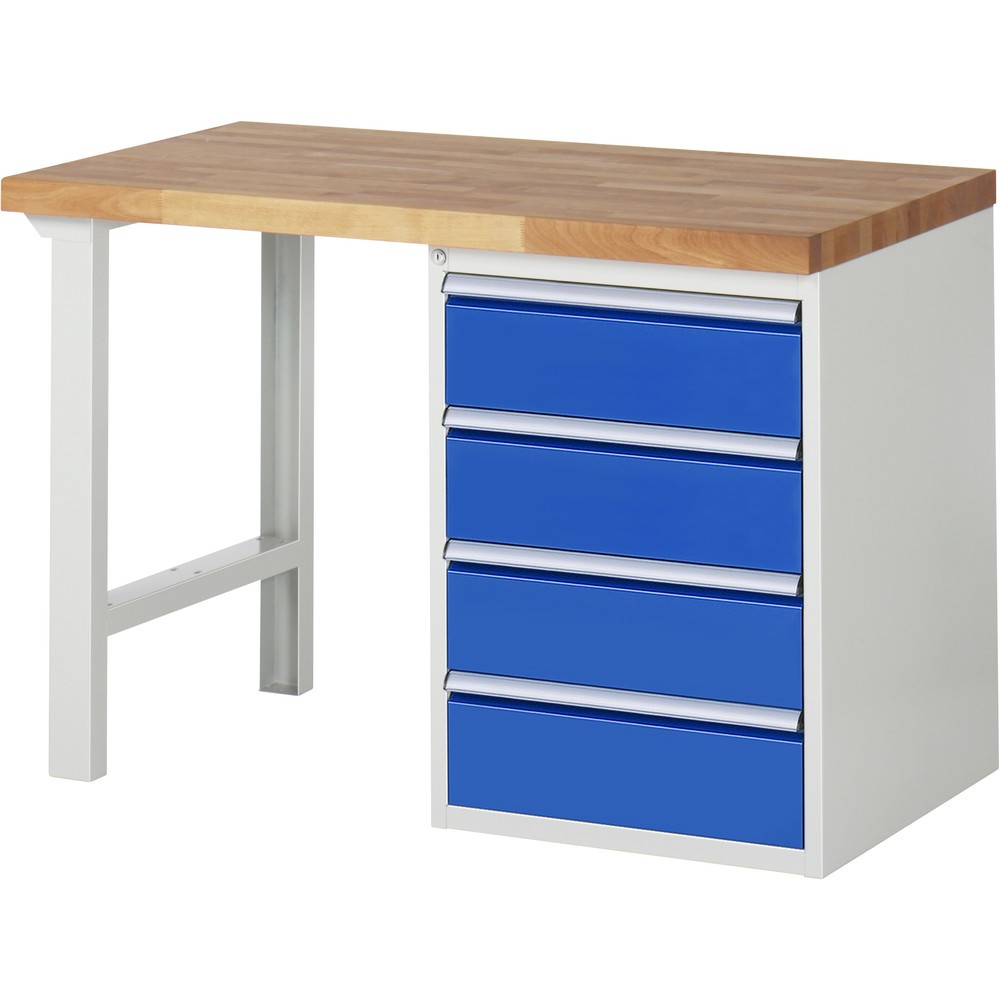 Productafbeelding nr. 1: RAU werkbank serie 7000, h x b x d 890 x 1.250 x 700 mm, 1 onderbouwkast rechts, met 4 lades