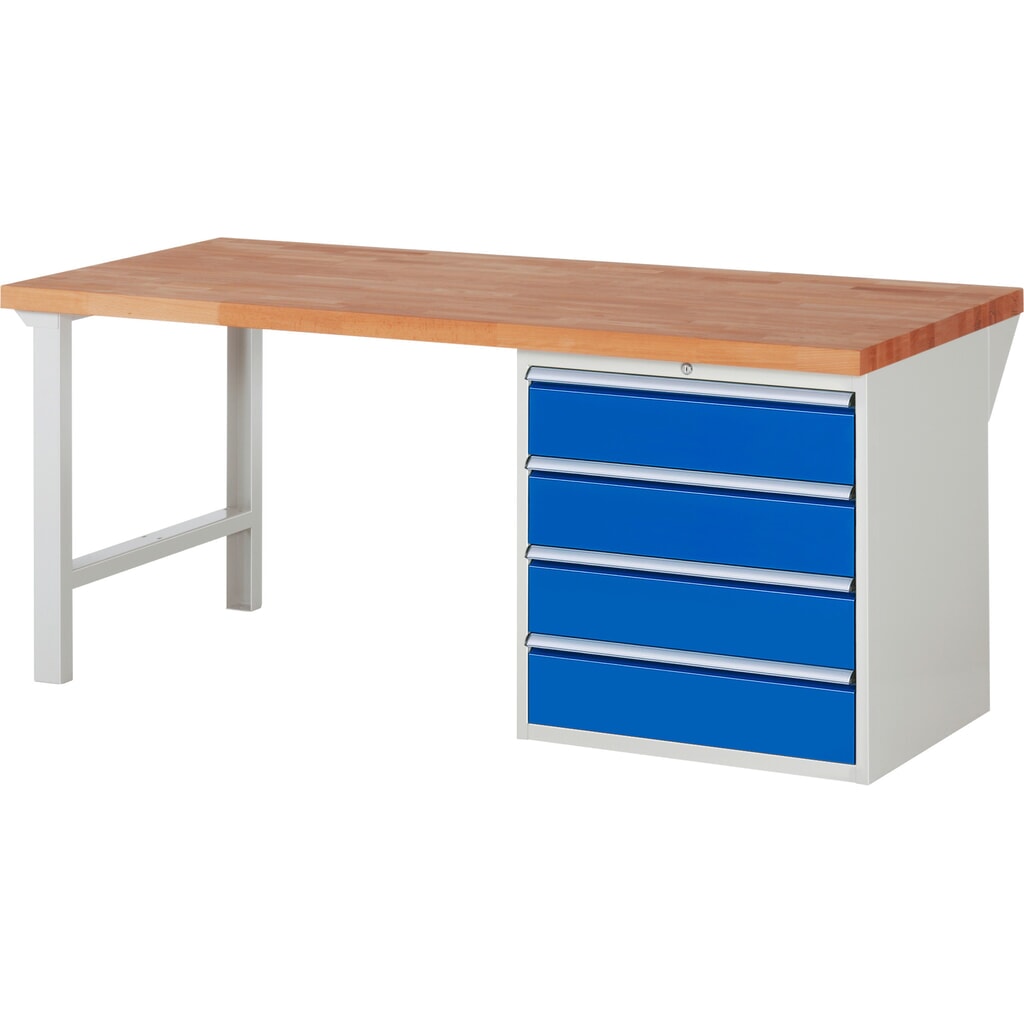 Productafbeelding nr. 1: Werkbank RAU serie 7000, 1 kast, hxbxd 840 x 2.000 x 900 mm, 4 x voor 100% uittrekbare lades 4 x 180 mm, draagvermogen lade 100 kg