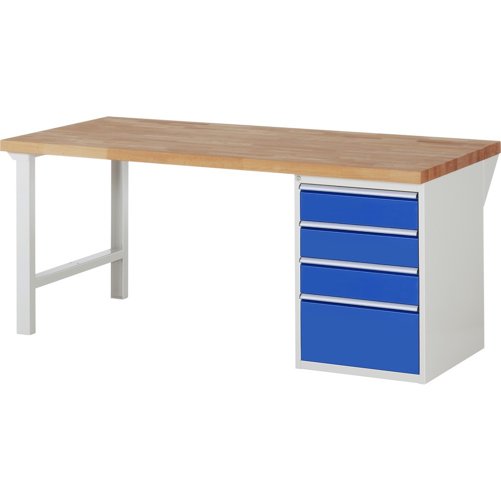 Productafbeelding nr. 1: RAU werkbank serie 7000, h x b x d 890 x 2.000 x 900 mm, 1 onderbouwkast rechts, met 4 lades