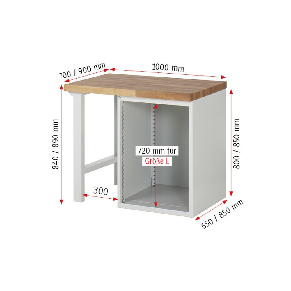 Productafbeelding nr. 5: Werkbank RAU serie 7000, 1 kast, hxbxd 890 x 1.000 x 700 mm, 8 x voor 100% uittrekbare lades, draagvermogen lade 100 kg