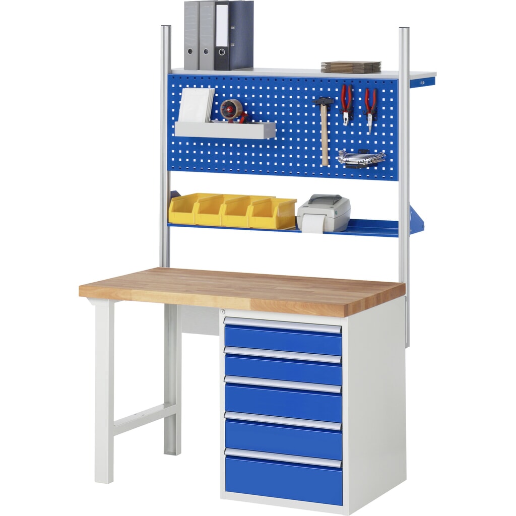 Productafbeelding nr. 6: Werkbank RAU serie 7000, 1 kast, hxbxd 840 x 1.250 x 900 mm, 5 x voor 90% uittrekbare lades 1 x 60, 1 x 90, 2 x 150, 1 x 270 mm, draagvermogen lade 100 kg