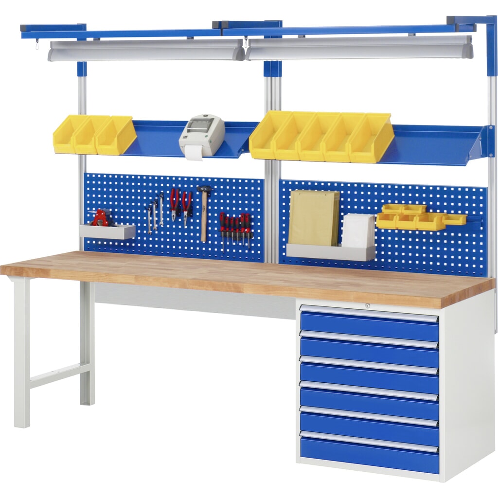 Productafbeelding nr. 5: Werkbank RAU serie 7000, 1 kast, hxbxd 840 x 2.500 x 900 mm, 5 x voor 90% uittrekbare lades 1 x 60, 1 x 90, 2 x 150, 1 x 270 mm, draagvermogen lade 100 kg