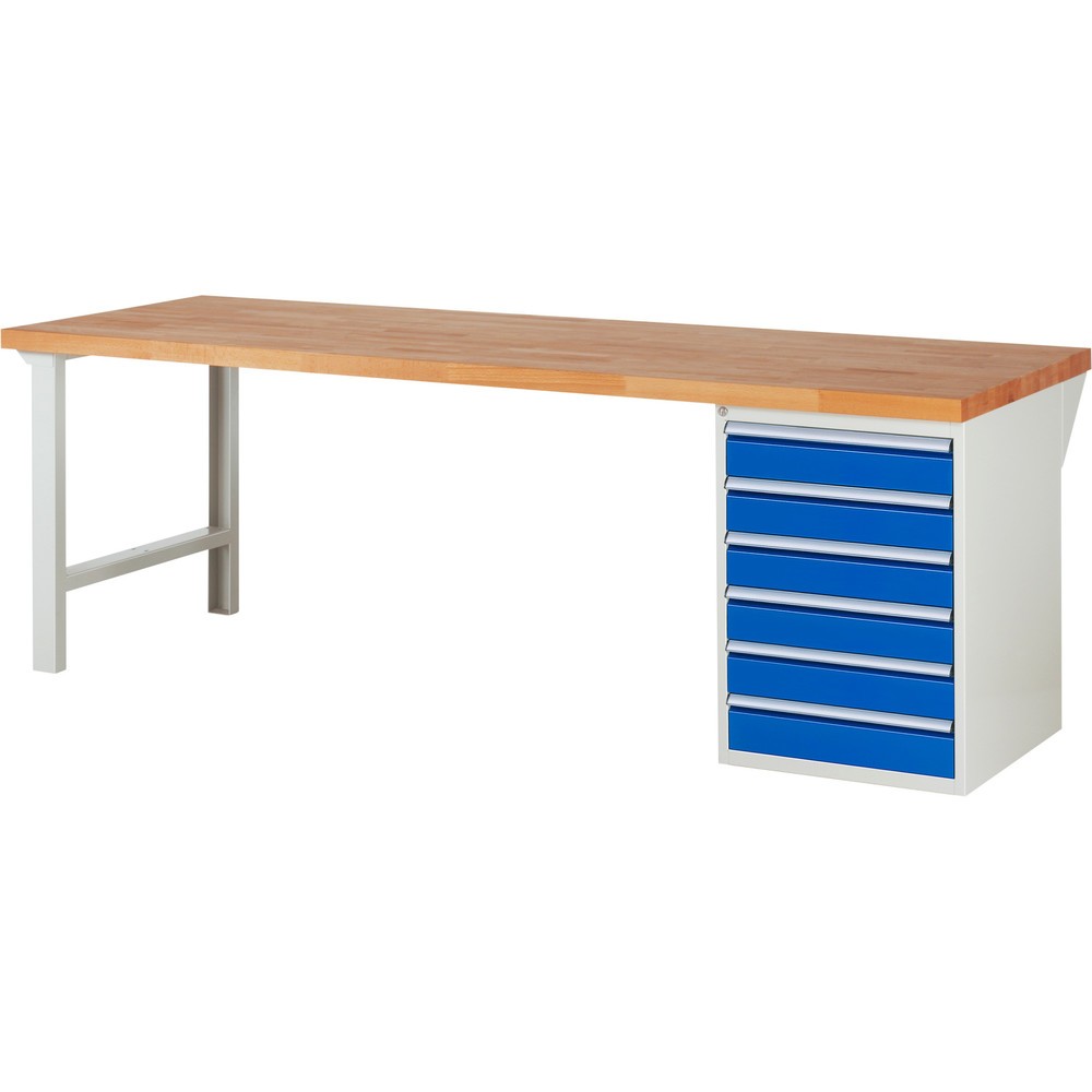 Productafbeelding nr. 1: Werkbank RAU serie 7000, 1 kast, hxbxd 840 x 2.500 x 900 mm, 6 x voor 90% uittrekbare lades 6 x 120 mm, draagvermogen lade 100 kg