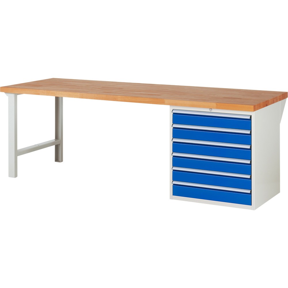 Productafbeelding nr. 1: Werkbank RAU serie 7000, 1 kast, hxbxd 890 x 2.500 x 900 mm, 6 x voor 90% uittrekbare lades 6 x 120 mm, draagvermogen lade 100 kg