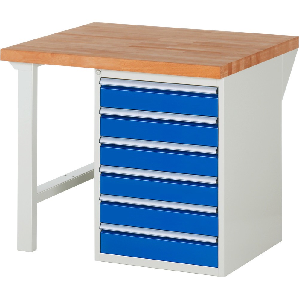Product afbeelding: Werkbank RAU serie 7000, 1 kast, hxbxd 840 x 1.000 x 900 mm, 6 x voor 90% uittrekbare lades 6 x 120 mm, draagvermogen lade 100 kg