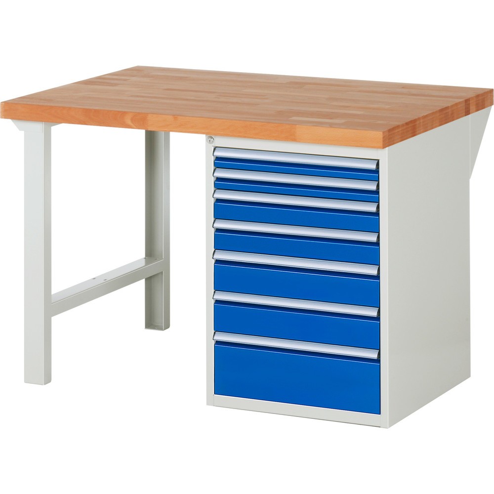 Productafbeelding nr. 1: Werkbank RAU serie 7000, 1 kast, hxbxd 890 x 1.250 x 900 mm, 7 x voor 90% uittrekbare lades, draagvermogen lade 100 kg