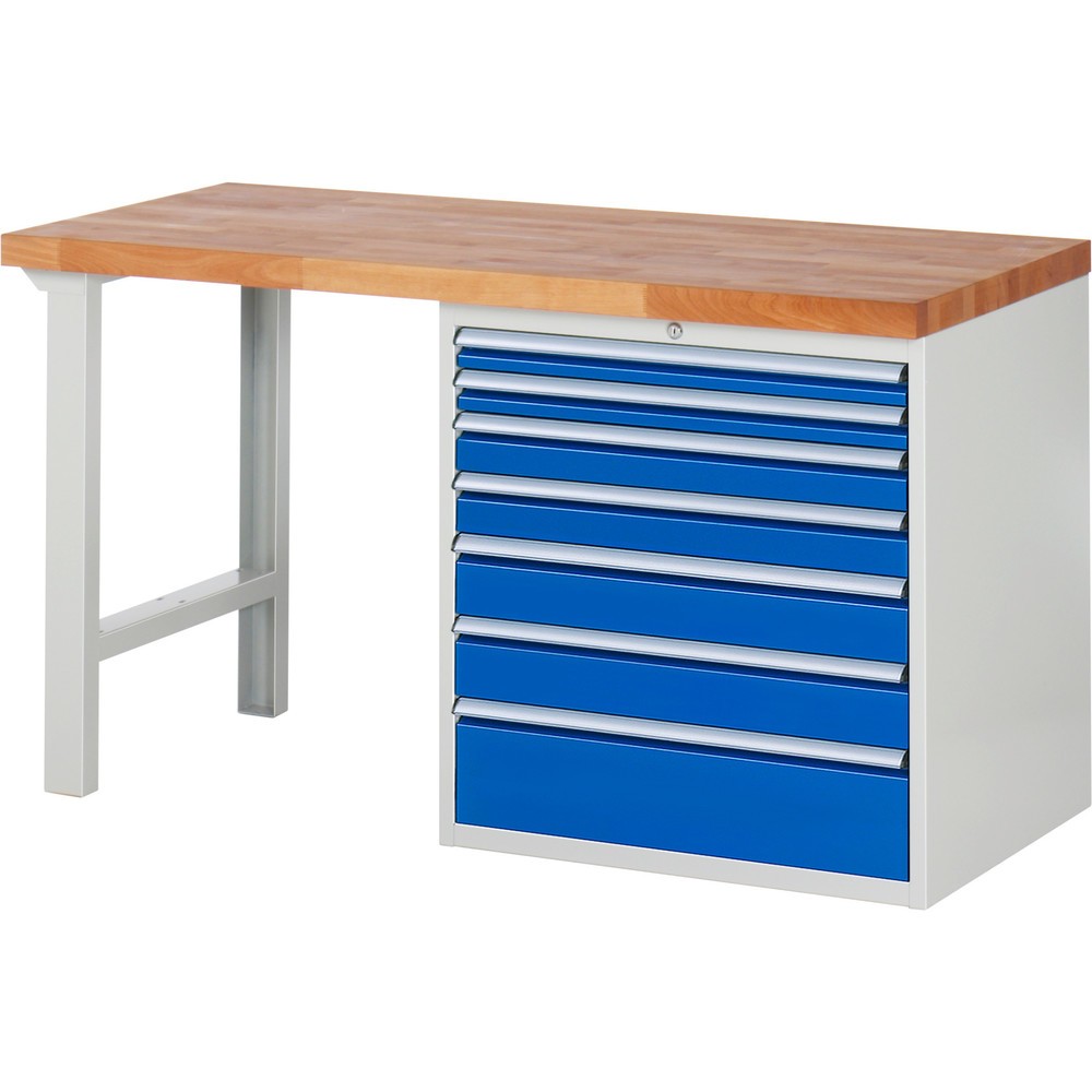 Productafbeelding nr. 1: Werkbank RAU serie 7000, 1 kast, hxbxd 840 x 1.500 x 700 mm, 7 x voor 90% uittrekbare lades, draagvermogen lade 100 kg
