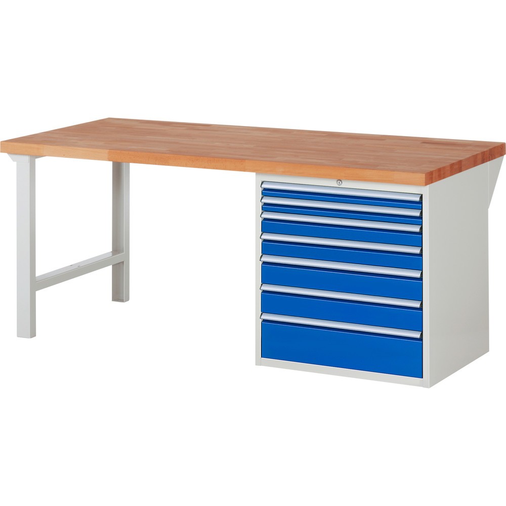 Productafbeelding nr. 1: Werkbank RAU serie 7000, 1 kast, hxbxd 840 x 2.000 x 900 mm, 7 x voor 100% uittrekbare lades, draagvermogen lade 100 kg
