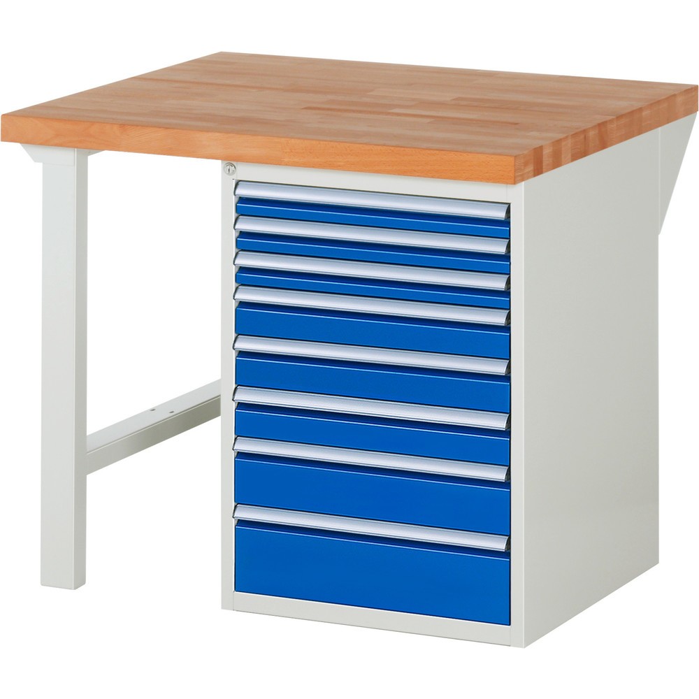 Productafbeelding nr. 1: Werkbank RAU serie 7000, 1 kast, hxbxd 890 x 1.000 x 900 mm, 8 x voor 90% uittrekbare lades, draagvermogen lade 100 kg
