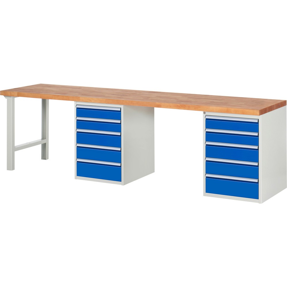 Productafbeelding nr. 1: Werkbank RAU serie 7000, 2 kasten, hxbxd 890 x 3.000 x 700 mm, 10 lades 4 x 120 mm, 4 x 150 mm, 2 x 180 mm