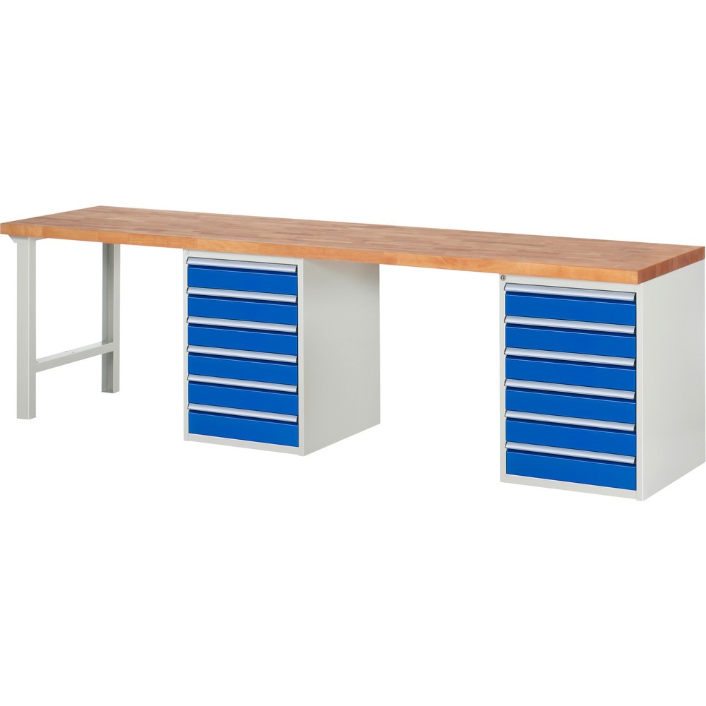 Productafbeelding nr. 1: Werkbank RAU serie 7000, 2 kasten, hxbxd 890 x 3.000 x 700 mm, 12 x voor 90% uittrekbare lades 12 x 120 mm