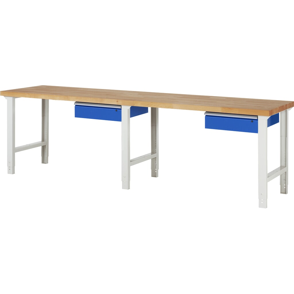 Product afbeelding: RAU werkbank serie 7000, h x b x d 790-1.140 x 3.000 x 700 mm, met 2 lades