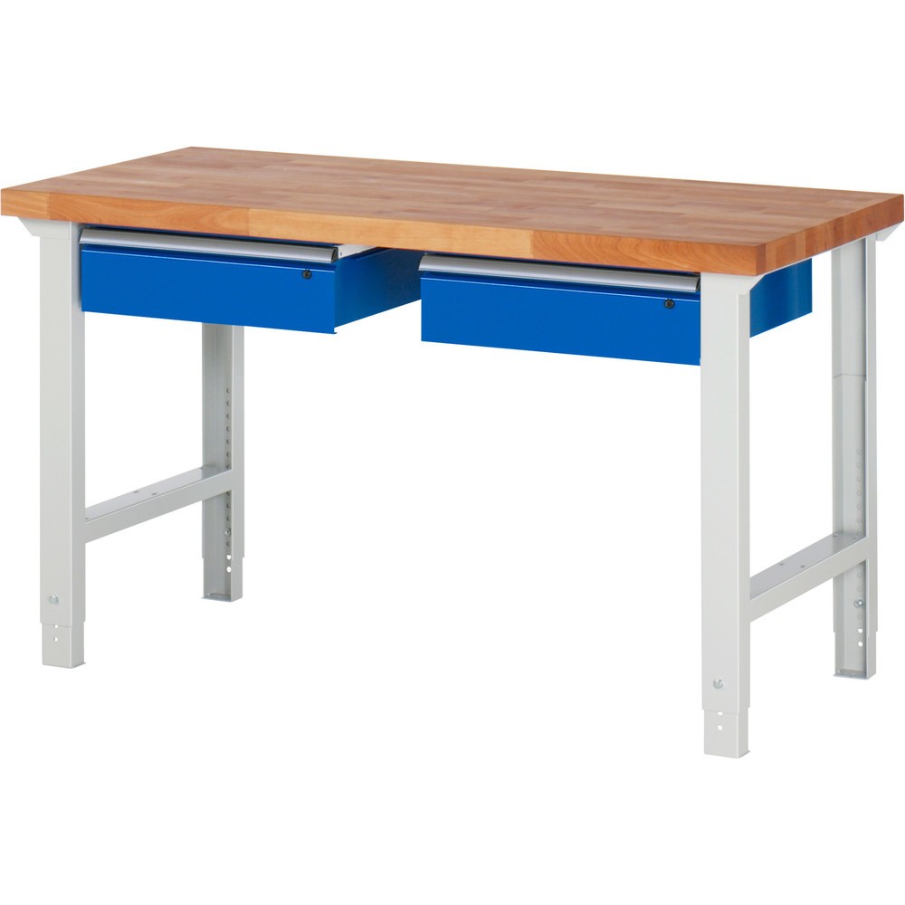 Product afbeelding: Werkbank RAU serie 7000, hxbxd 790-1.140 x 1.500 x 700 mm, 2 lades 2 x 150 mm
