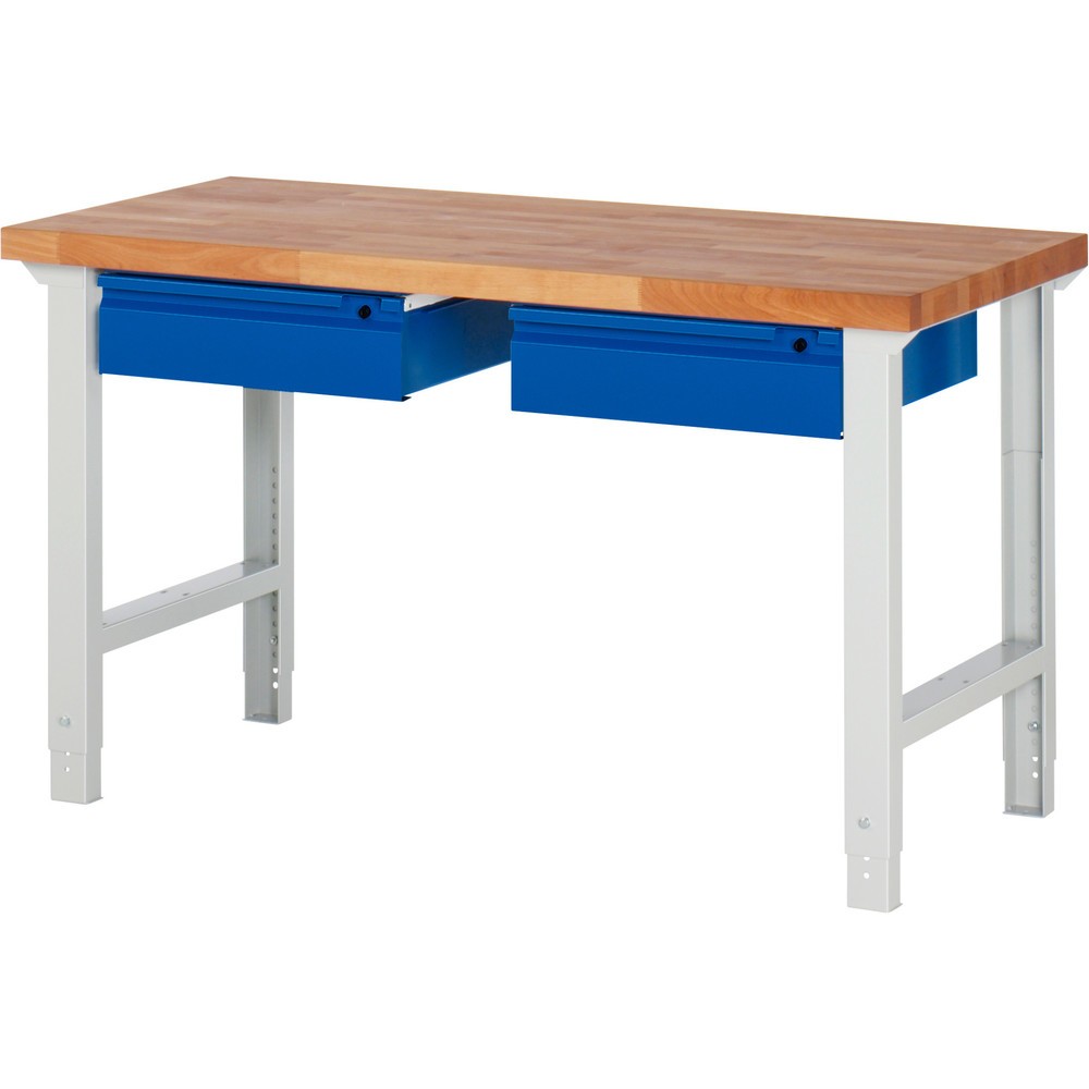 Product afbeelding: Werkbank RAU serie 7000, hxbxd 790-1.140 x 1.500 x 700 mm, 2 lades 2 x 150 mm