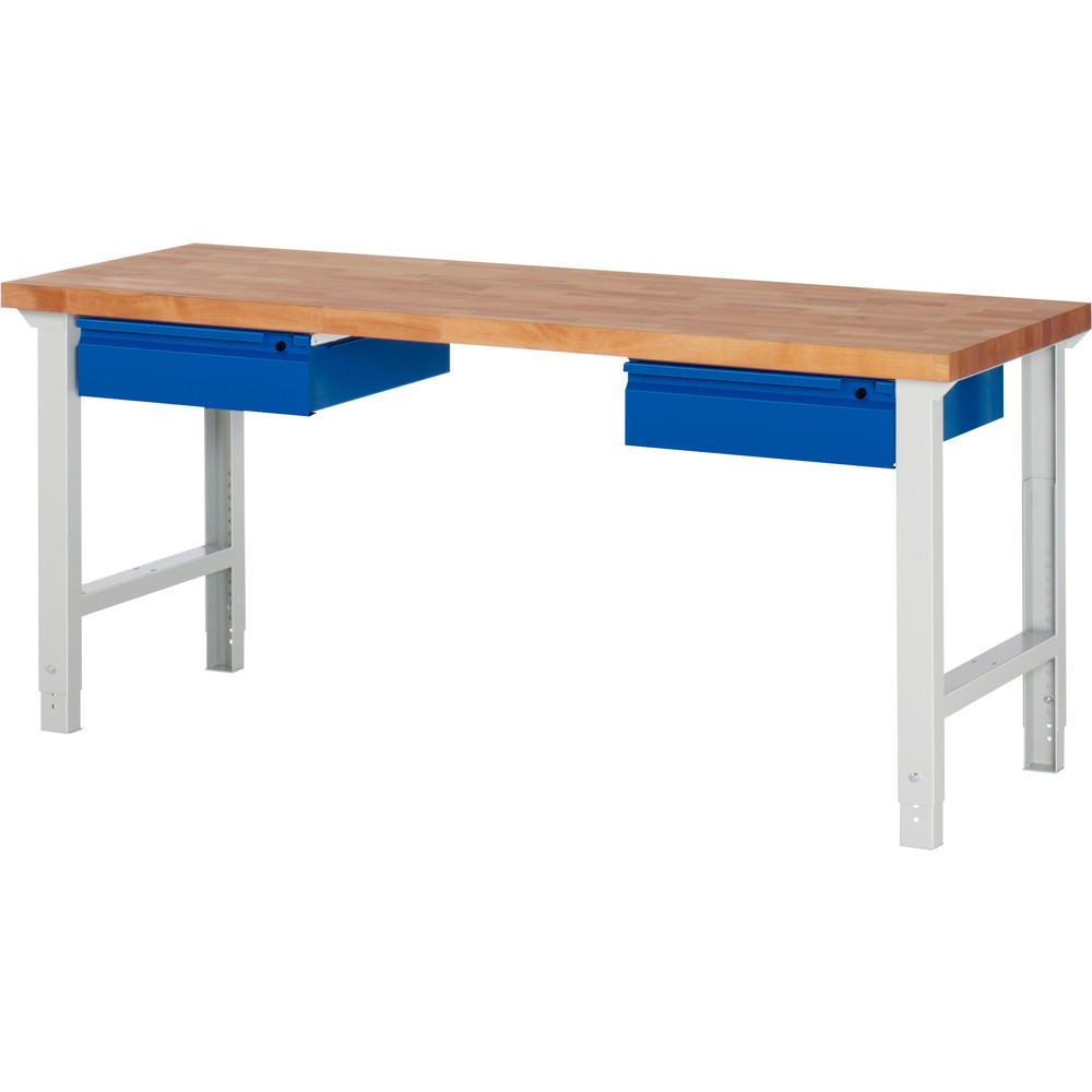 Productafbeelding nr. 1: Werkbank RAU serie 7000, hxbxd 790-1.140 x 2.000 x 700 mm, 2 lades 2 x 150 mm