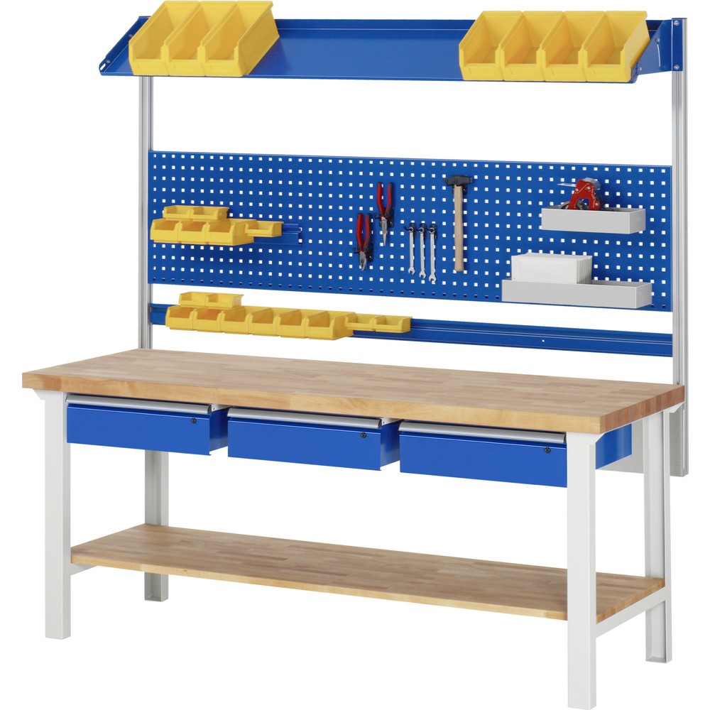 Productafbeelding nr. 4: Werkbank RAU serie 7000, 1 massief beuken legbord, hxbxd 840 x 2.500 x 900 mm, 4 lades 4 x 150 mm