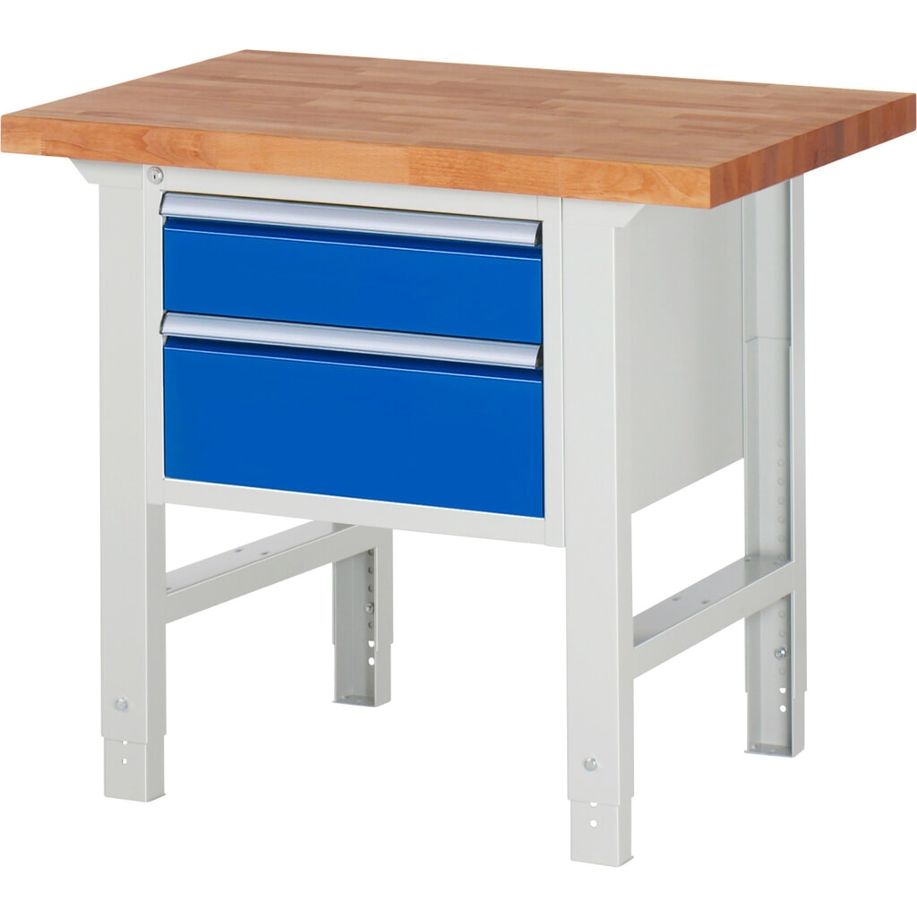 Werkbank RAU serie 7000, 1 kast, hxbxd 790-1.140 x 1.000 x 700 mm, 2 x voor 90% uittrekbare lades 1 x 150, 1 x 210 mm Product afbeelding: Werkbank RAU serie 7000, 1 kast, hxbxd 790-1.140 x 1.000 x 700 mm, 2 x voor 90% uittrekbare lades 1 x 150, 1 x 210 mm