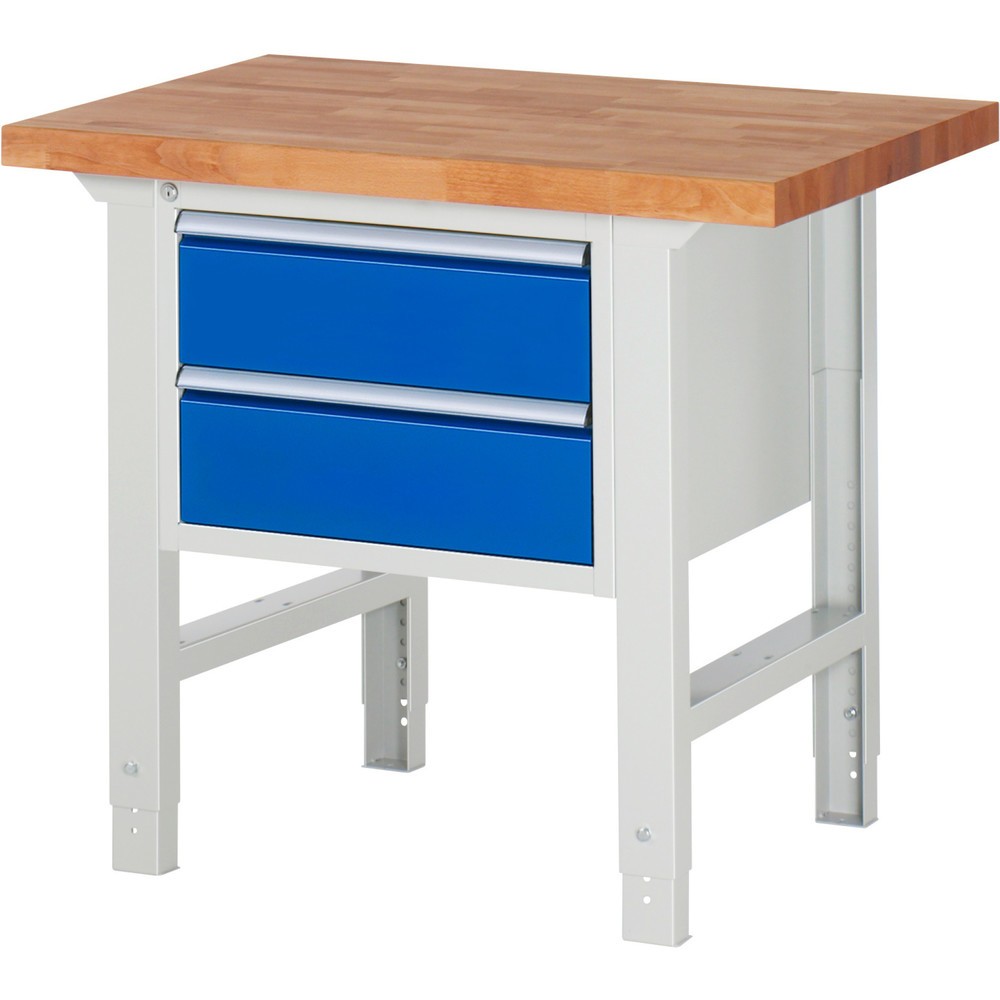 Product afbeelding: Werkbank RAU serie 7000, hxbxd 790-1.140 x 1.000 x 700 mm, 2 lades 2 x 180 mm