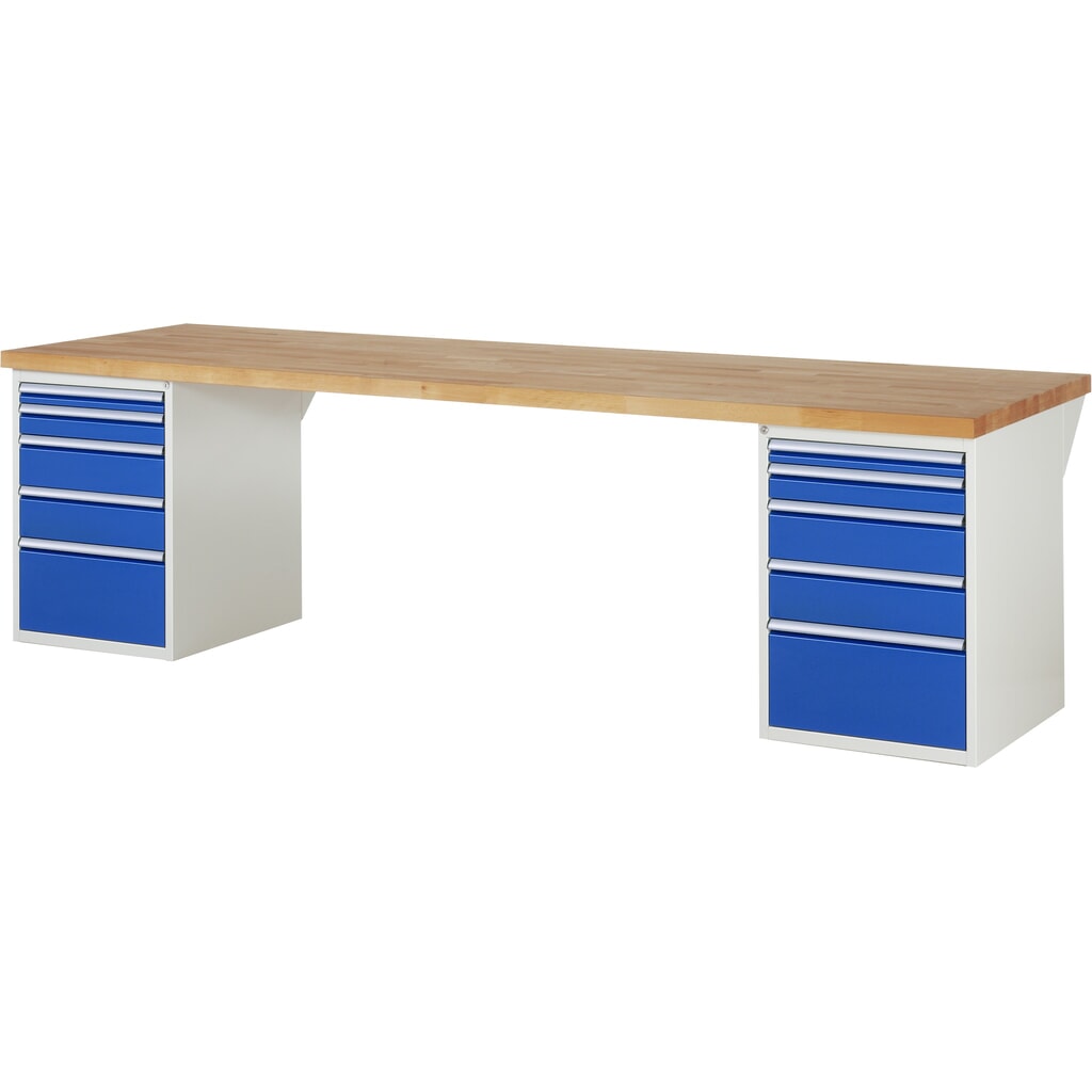 Productafbeelding nr. 1: Werkbank RAU serie 7000, 2 kasten, hxbxd 840 x 3.000 x 900 mm, 10 lades 2 x 60 mm, 2 x 90 mm, 4 x 150 mm, 2 x 270 mm