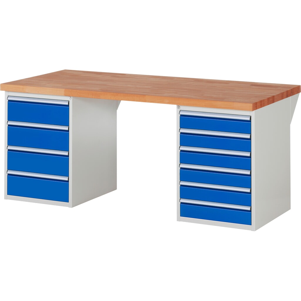 Werkbank RAU serie 7000, 2 kasten, hxbxd 840 x 2.000 x 900 mm, 10 lades 6 x 120 mm, 4 x 180 mm Product afbeelding: Werkbank RAU serie 7000, 2 kasten, hxbxd 840 x 2.000 x 900 mm, 10 lades 6 x 120 mm, 4 x 180 mm
