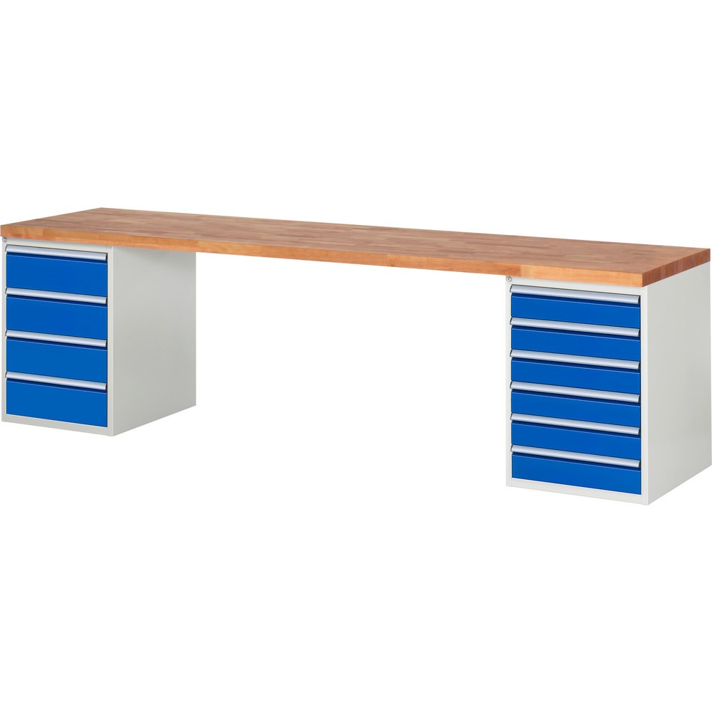 Product afbeelding: Werkbank RAU serie 7000, 2 kasten, hxbxd 890 x 3.000 x 900 mm, 10 lades 6 x 120 mm, 4 x 180 mm
