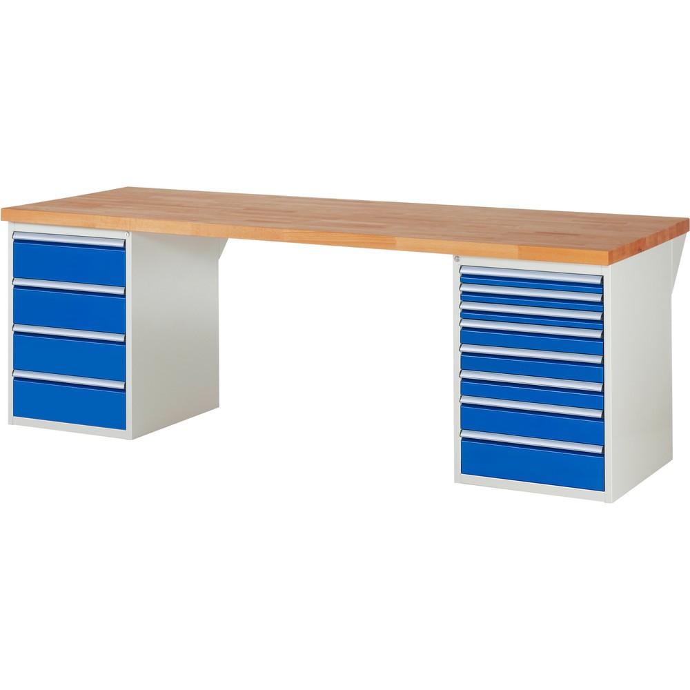 Productafbeelding nr. 1: Werkbank RAU serie 7000, 2 kasten, hxbxd 840 x 2.500 x 900 mm, 12 x voor 90% uittrekbare lades 3 x 60 mm, 3 x 90 mm, 1 x 120 mm, 1 x 150 mm, 4 x 180 mm