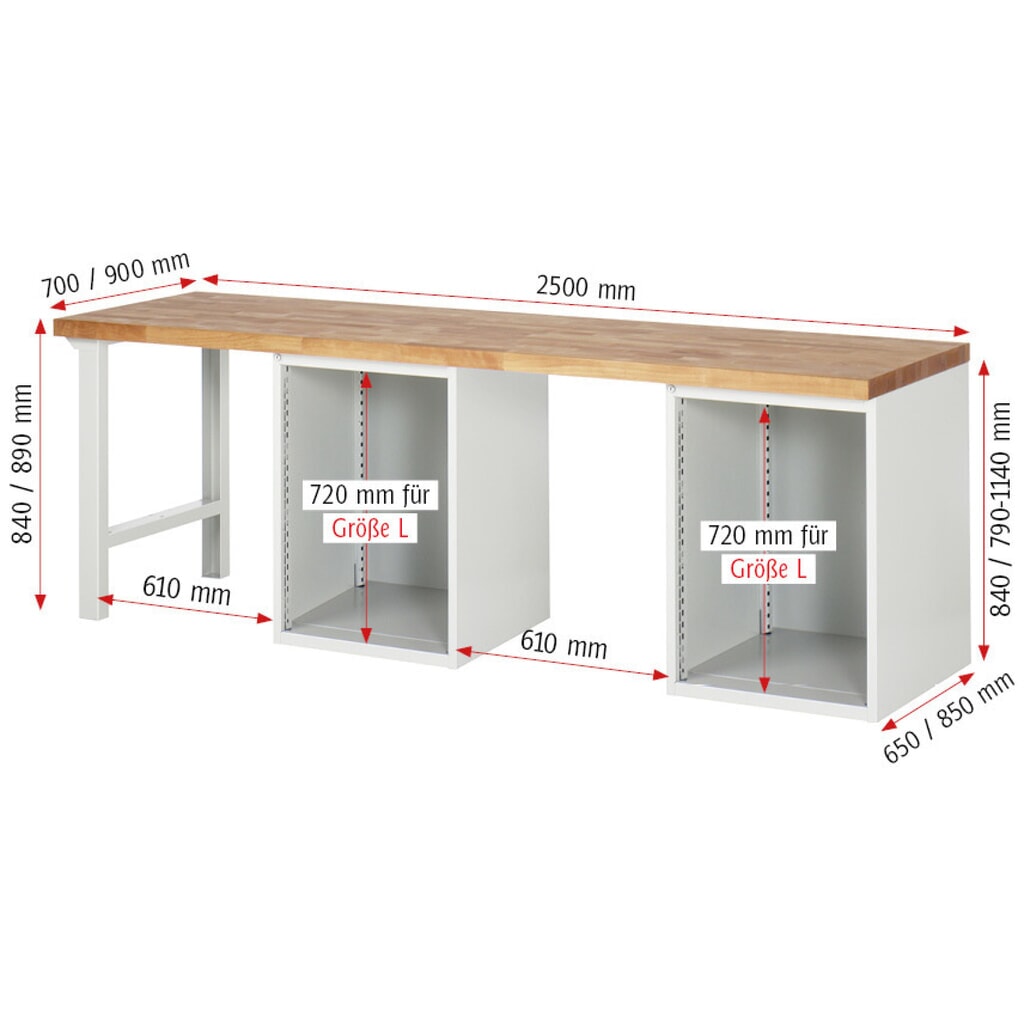 Werkbank RAU serie 7000, 2 kasten, hxbxd 890 x 2.500 x 700 mm, 16 x voor 90% uittrekbare lades Productafbeelding nr. 6: Werkbank RAU serie 7000, 2 kasten, hxbxd 890 x 2.500 x 700 mm, 16 x voor 90% uittrekbare lades