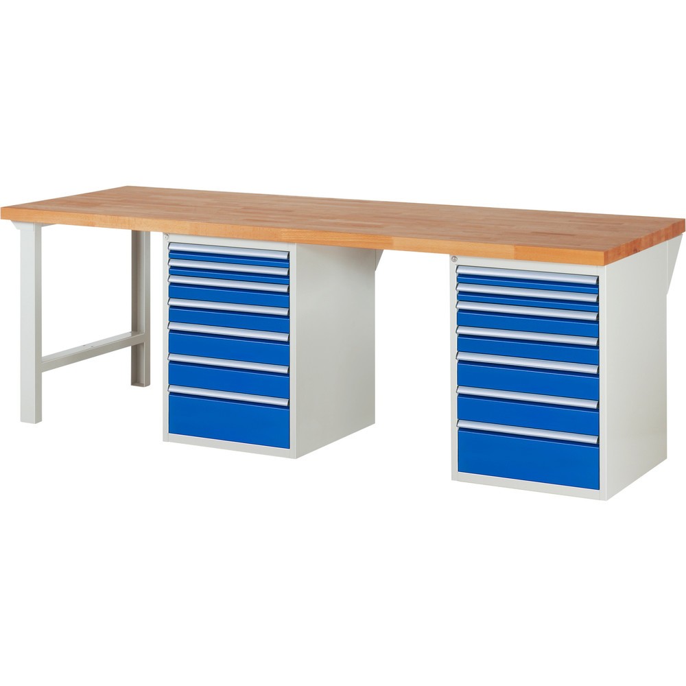 Productafbeelding nr. 1: Werkbank RAU serie 7000, 2 kasten, hxbxd 890 x 2.500 x 900 mm, 14 x voor 90% uittrekbare lades