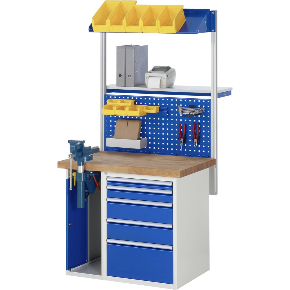Productafbeelding nr. 5: Werkbank RAU serie 7000, 2 kasten, hxbxd 890 x 1.000 x 700 mm, 5 lades, bankschroef