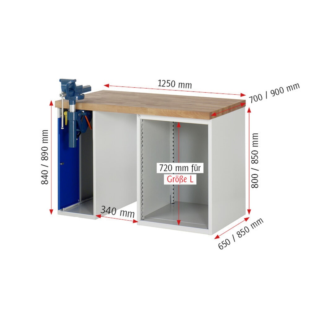 Werkbank RAU serie 7000, 2 kasten, hxbxd 840 x 1.250 x 700 mm, 5 lades 1 x 60 mm, 1 x 90 mm, 2 x 150 mm, 1 x 270 mm Productafbeelding nr. 5: Werkbank RAU serie 7000, 2 kasten, hxbxd 840 x 1.250 x 700 mm, 5 lades 1 x 60 mm, 1 x 90 mm, 2 x 150 mm, 1 x 270 mm