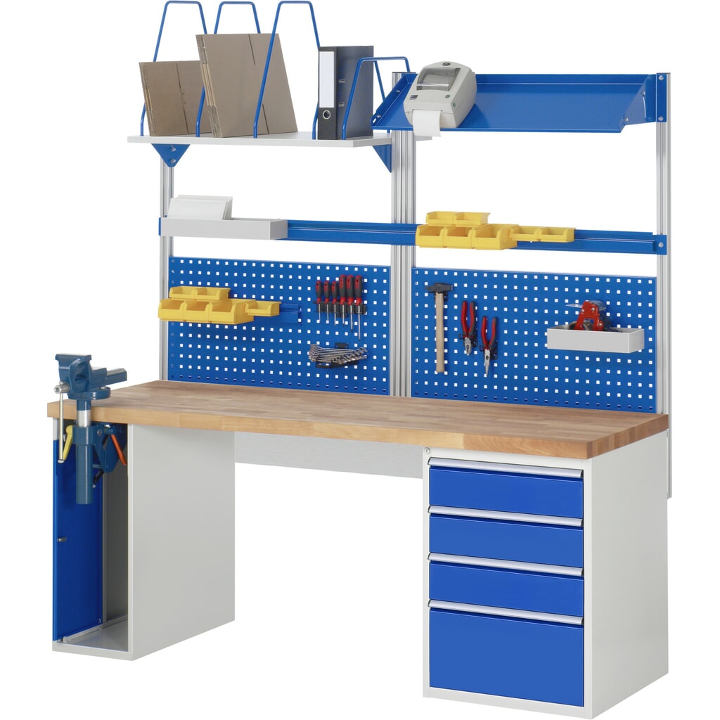 Productafbeelding nr. 7: Werkbank RAU serie 7000, 2 kasten, hxbxd 840 x 2.000 x 900 mm, 4 x voor 100% uittrekbare lades 3 x 150 mm, 1 x 270 mm, draagvermogen lade 100 kg