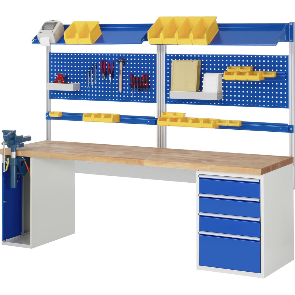 Werkbank RAU serie 7000, 2 kasten, hxbxd 840 x 2.500 x 700 mm, 4 x voor 100% uittrekbare lades 3 x 150 mm, 1 x 270 mm, draagvermogen lade 100 kg Productafbeelding nr. 7: Werkbank RAU serie 7000, 2 kasten, hxbxd 840 x 2.500 x 700 mm, 4 x voor 100% uittrekbare lades 3 x 150 mm, 1 x 270 mm, draagvermogen lade 100 kg