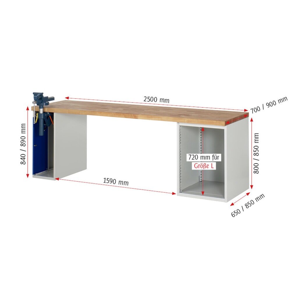 Werkbank RAU serie 7000, 2 kasten, hxbxd 840 x 2.500 x 700 mm, 4 x voor 100% uittrekbare lades 3 x 150 mm, 1 x 270 mm, draagvermogen lade 100 kg Productafbeelding nr. 8: Werkbank RAU serie 7000, 2 kasten, hxbxd 840 x 2.500 x 700 mm, 4 x voor 100% uittrekbare lades 3 x 150 mm, 1 x 270 mm, draagvermogen lade 100 kg
