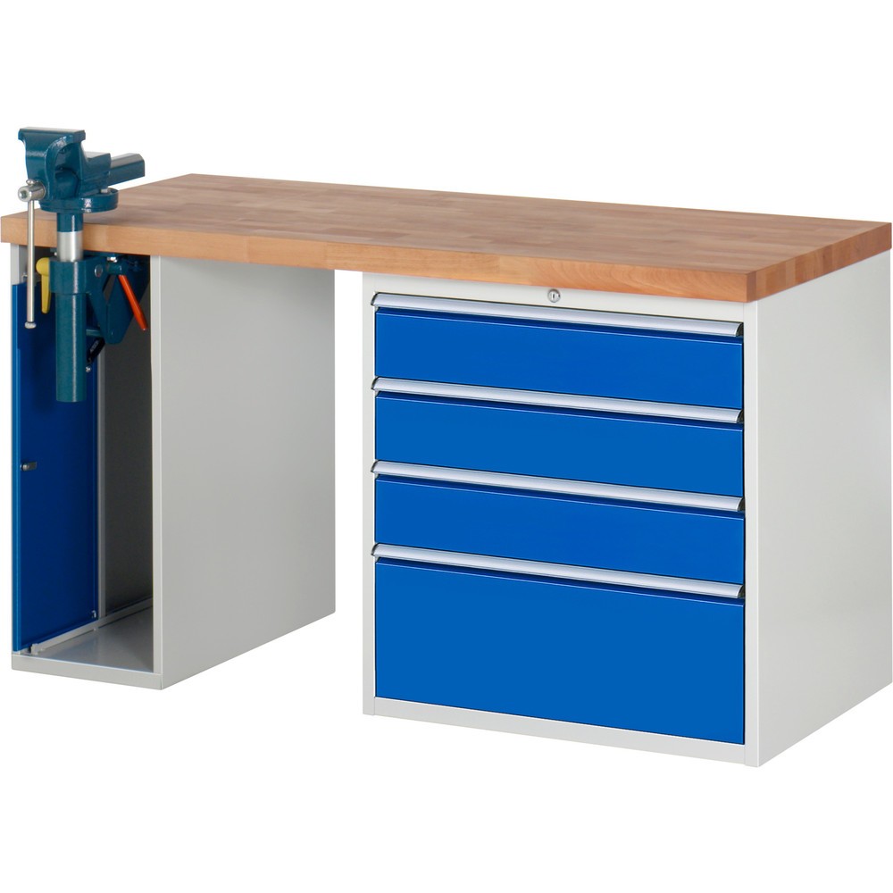 Productafbeelding nr. 1: Werkbank RAU serie 7000, 2 kasten, hxbxd 840 x 1.500 x 700 mm, 4 x voor 90% uittrekbare lades 3 x 150 mm, 1 x 270 mm, draagvermogen lade 100 kg