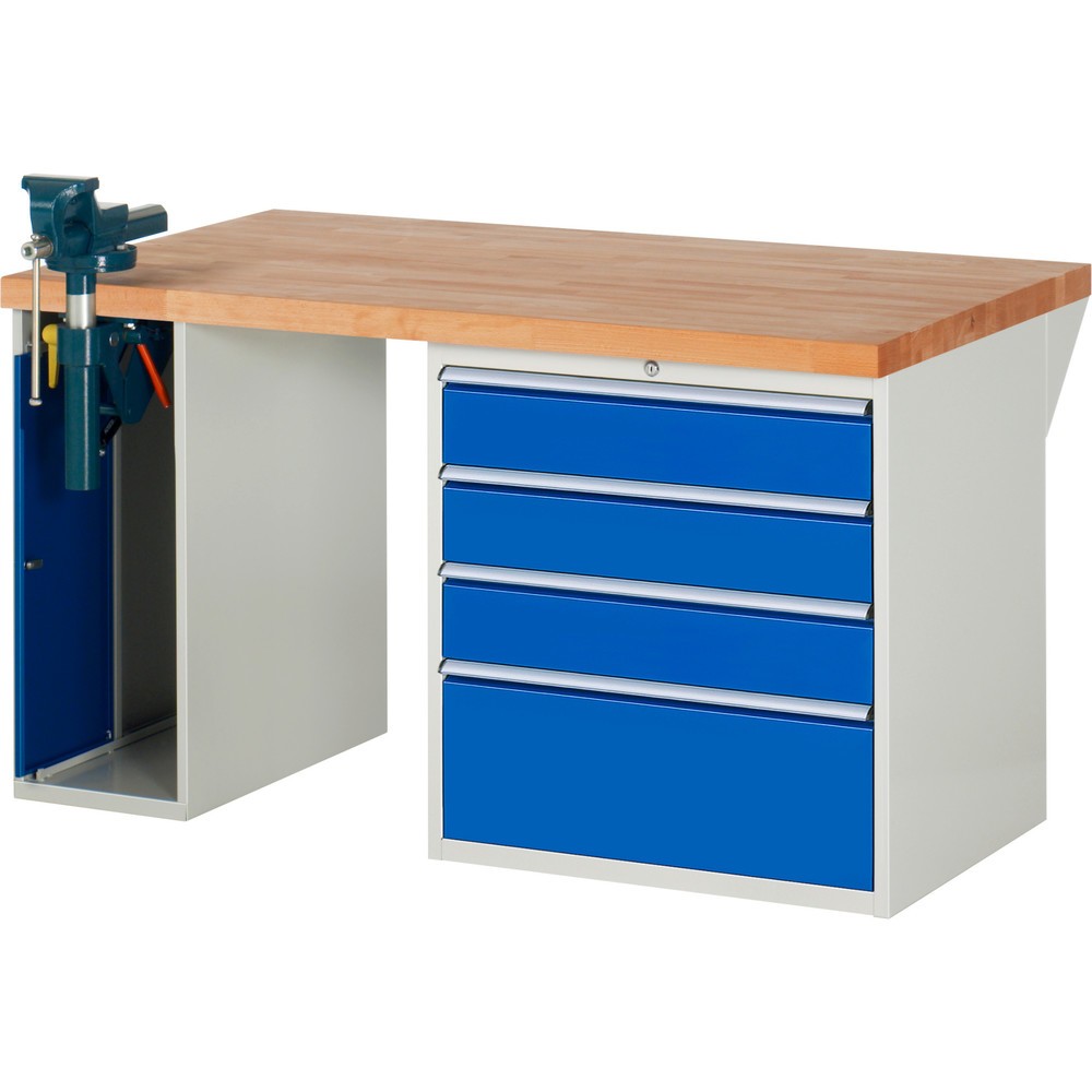 Productafbeelding nr. 1: Werkbank RAU serie 7000, 2 kasten, hxbxd 890 x 1.500 x 900 mm, 4 x voor 100% uittrekbare lades, draagvermogen lade 75 kg