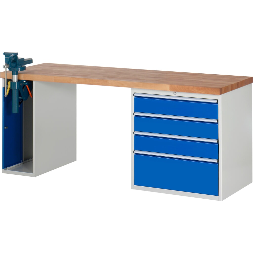 Werkbank RAU serie 7000, 2 kasten, hxbxd 890 x 2.000 x 700 mm, 4 x voor 100% uittrekbare lades, draagvermogen lade 75 kg Product afbeelding: Werkbank RAU serie 7000, 2 kasten, hxbxd 890 x 2.000 x 700 mm, 4 x voor 100% uittrekbare lades, draagvermogen lade 75 kg