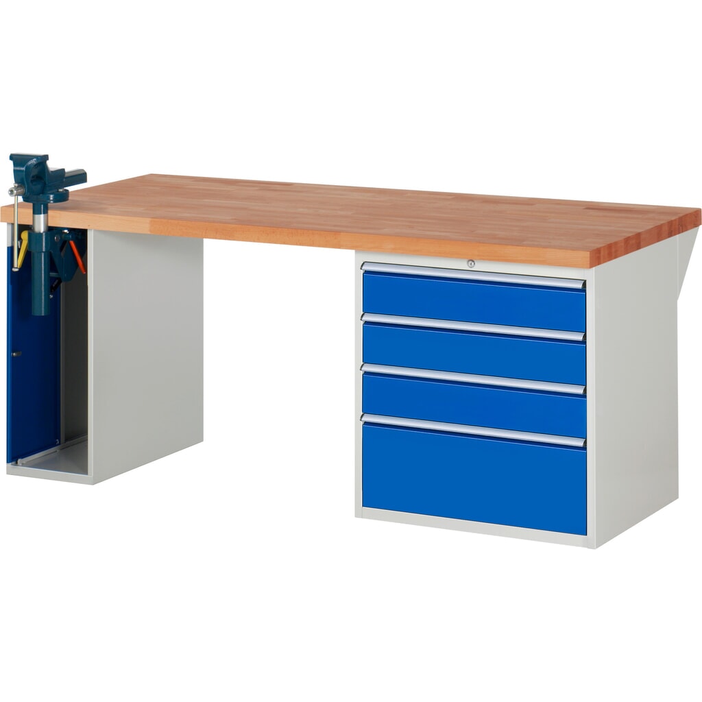 Werkbank RAU serie 7000, 2 kasten, hxbxd 890 x 2.000 x 900 mm, 4 x voor 100% uittrekbare lades, draagvermogen lade 75 kg Product afbeelding: Werkbank RAU serie 7000, 2 kasten, hxbxd 890 x 2.000 x 900 mm, 4 x voor 100% uittrekbare lades, draagvermogen lade 75 kg