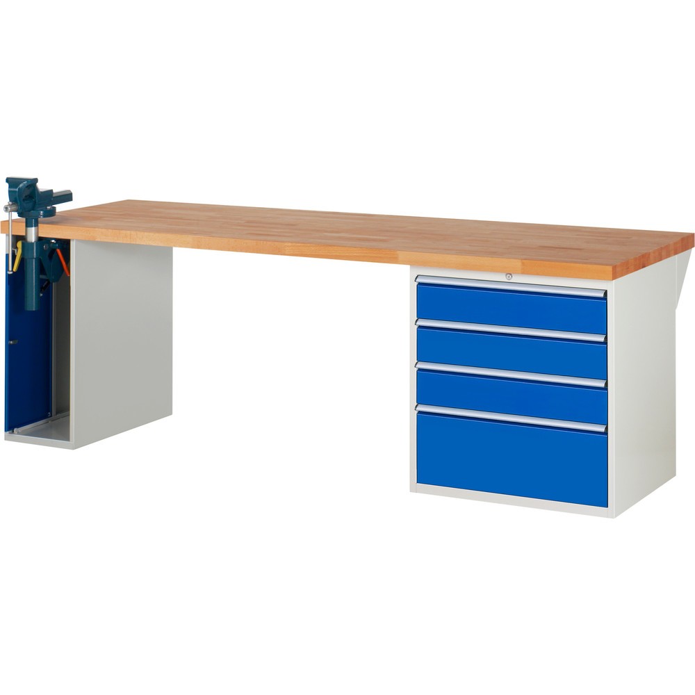 Productafbeelding nr. 1: Werkbank RAU serie 7000, 2 kasten, hxbxd 890 x 2.500 x 900 mm, 4 x voor 90% uittrekbare lades, draagvermogen lade 75 kg