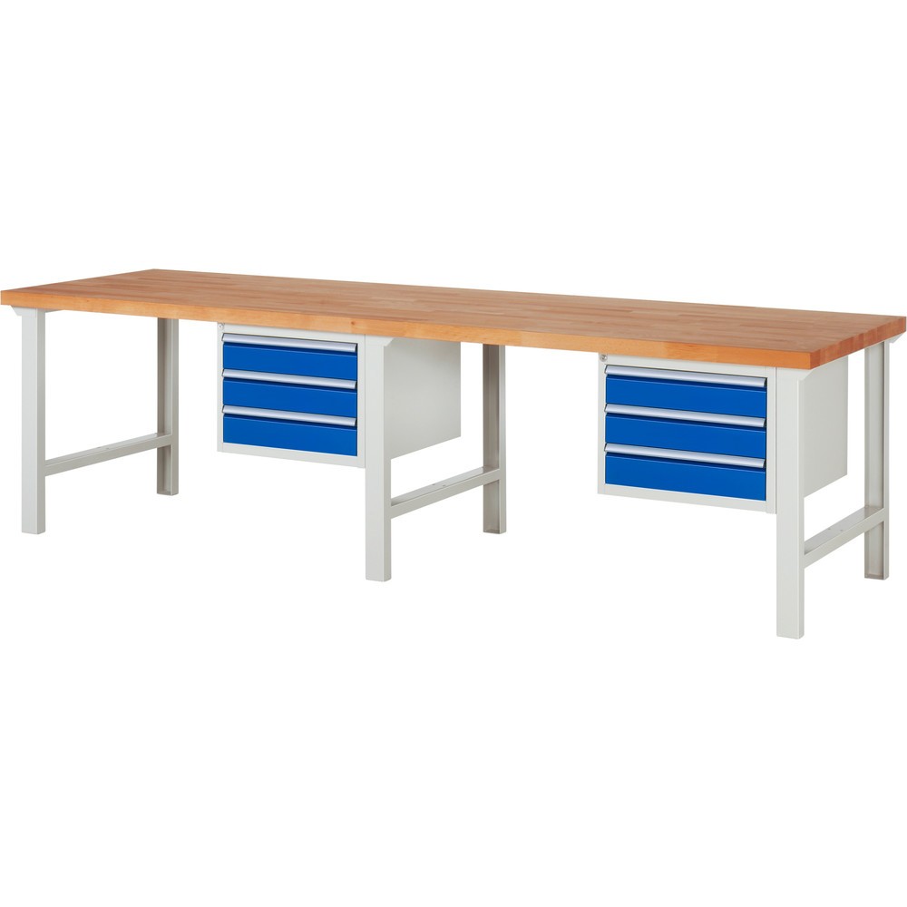 Product afbeelding: Werkbank RAU serie 7000, 2 kasten, hxbxd 840 x 3.000 x 900 mm, 6 x voor 90% uittrekbare lades 6 x 120 mm