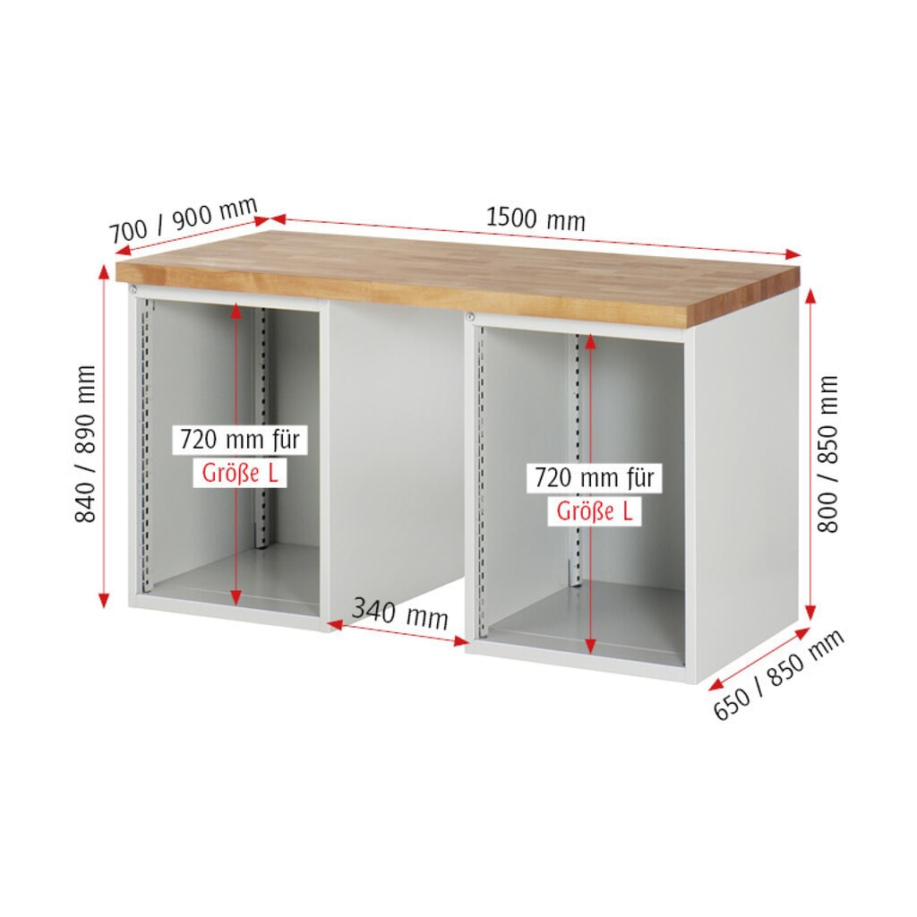 Werkbank RAU serie 7000, 2 kasten, hxbxd 840 x 1.500 x 900 mm, 10 lades 2 x 60 mm, 2 x 90 mm, 4 x 150 mm, 2 x 270 mm Productafbeelding nr. 5: Werkbank RAU serie 7000, 2 kasten, hxbxd 840 x 1.500 x 900 mm, 10 lades 2 x 60 mm, 2 x 90 mm, 4 x 150 mm, 2 x 270 mm