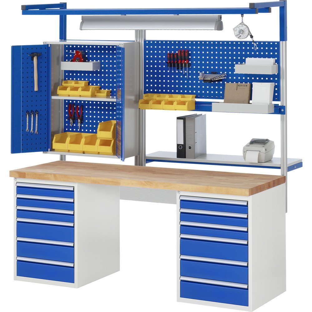 Productafbeelding nr. 6: Werkbank RAU serie 7000, 2 kasten, hxbxd 890 x 2.000 x 900 mm, 8 x voor 100% uittrekbare lades 3 x 150, 4 x 180, 1 x 270 mm
